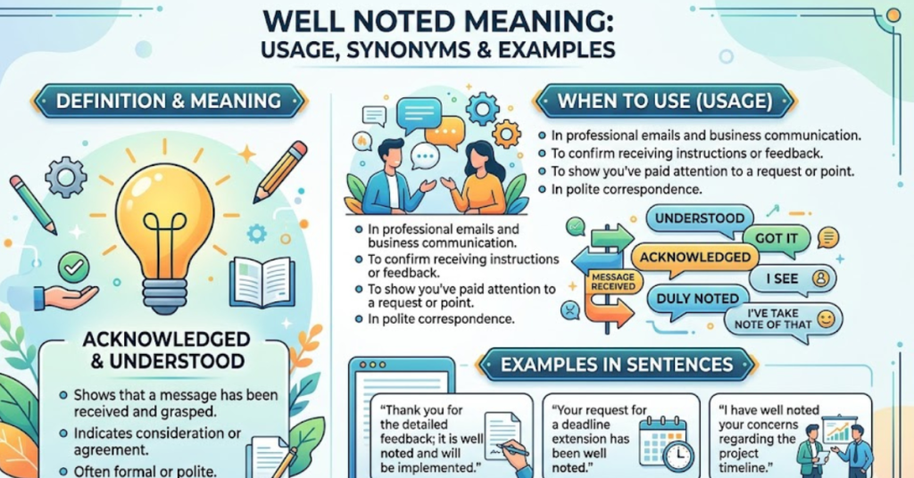 Well Noted Meaning: Usage, Synonyms & Examples
