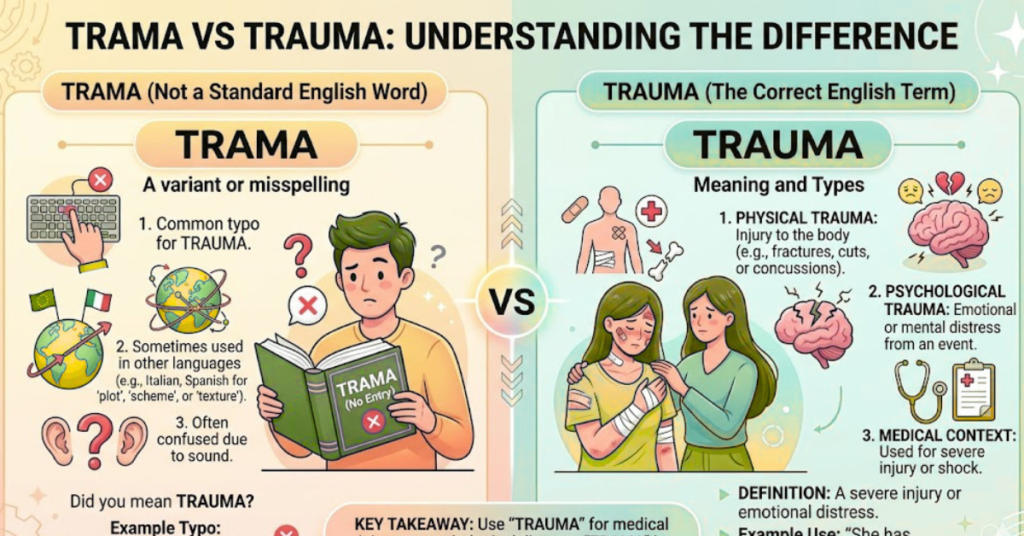 Trama vs Trauma: Meaning, Spelling & Usage Guide